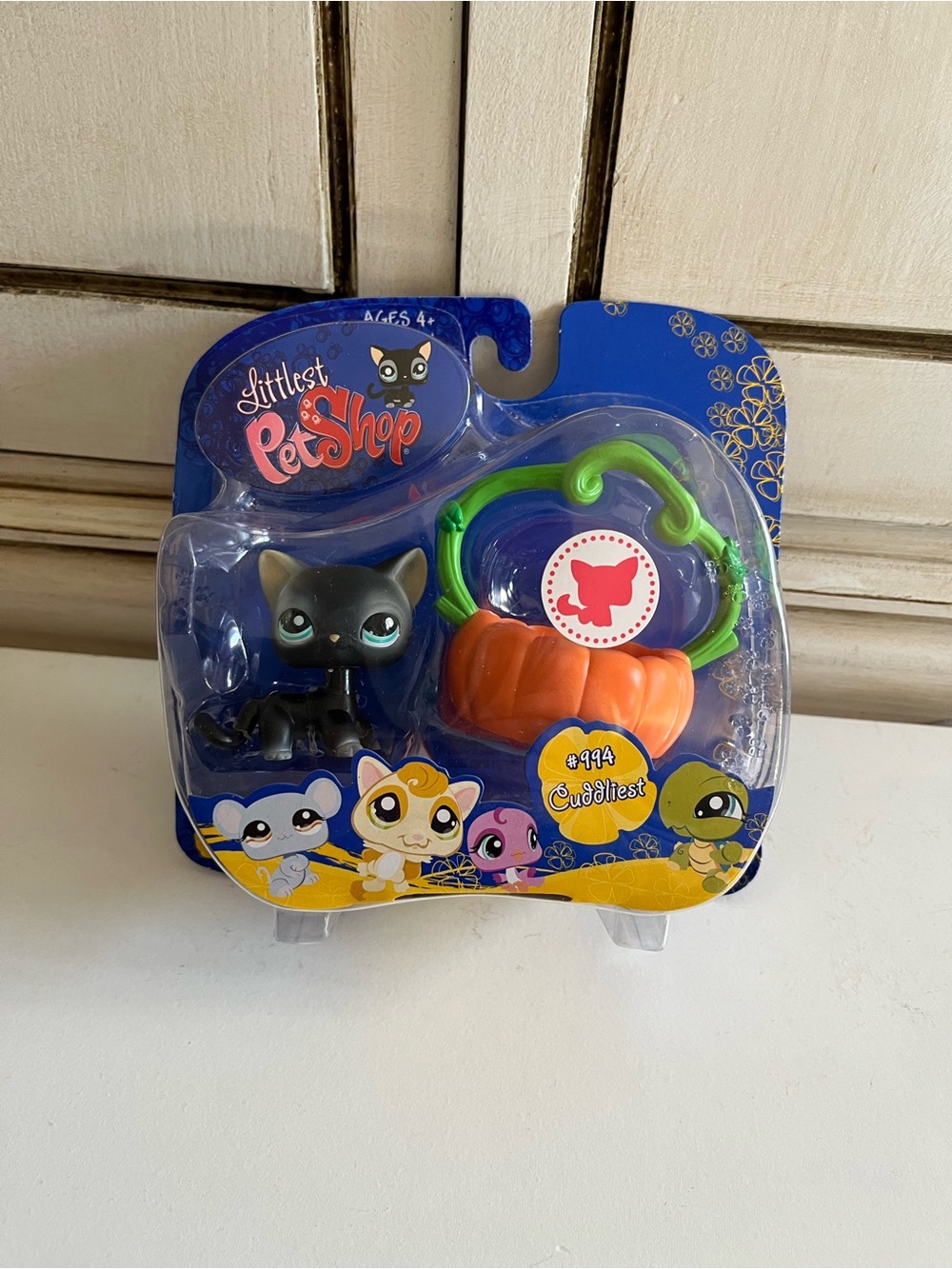 Littlest Pet Shop Black Cat Halloween Pumpkin #994 Cuddliest 2008 LPS Hasbro